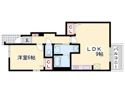 ジェルメ ネオII(1LDK/1階)の間取り写真