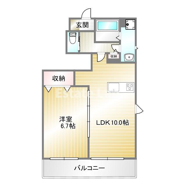 ハーバーコート神戸(1LDK/1階)の間取り写真