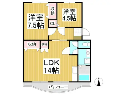 アメニティふじ(2LDK/1階)の間取り写真