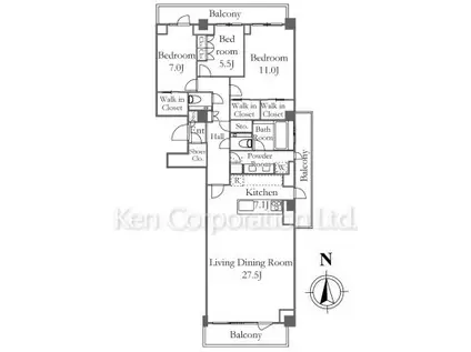 グランドメゾンTHE山手118(3LDK/2階)の間取り写真