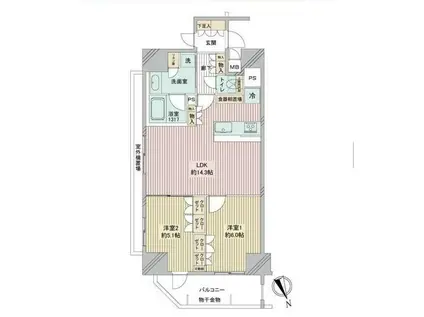 プレシス浅草雷門(2LDK/2階)の間取り写真