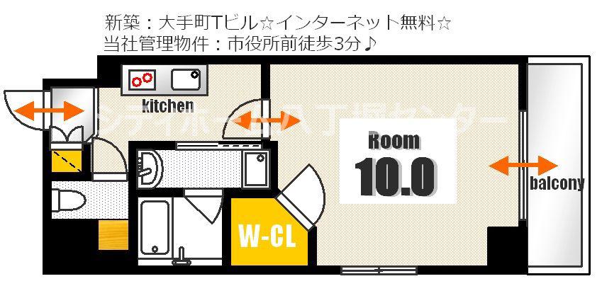 LAVIERE大手町(1K/3階)の間取り写真
