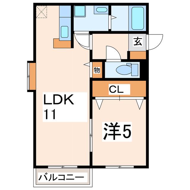 クラランス渡鹿II(1LDK/2階)の間取り写真