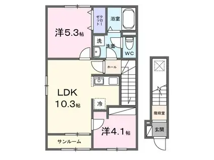 セイバリー KUBO II(2LDK/2階)の間取り写真