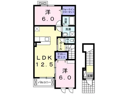 コンフォート・FS(2LDK/2階)の間取り写真