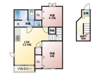 シャルマン(2LDK/2階)の間取り写真