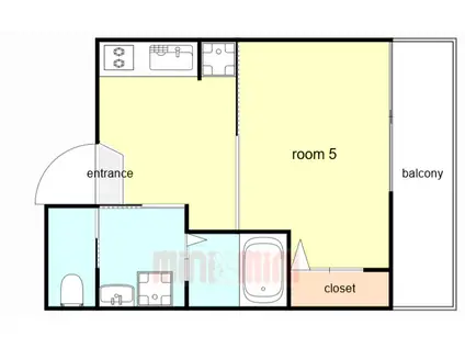 EUNICA甲南山手(1K/5階)の間取り写真
