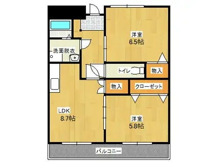 シャトレ日の里(2LDK/4階)の間取り写真