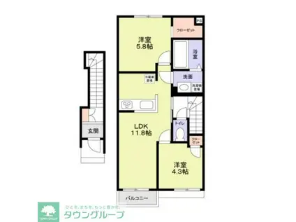 足立区六木3丁目計画(2LDK/2階)の間取り写真