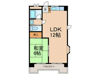 カサドフェリーヌ(1LDK/1階)の間取り写真