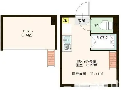 ハーモニーテラス上池袋II(ワンルーム/2階)の間取り写真