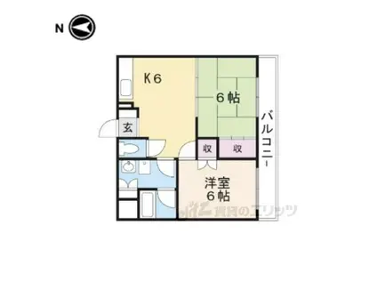 マンションメルローズ(2DK/2階)の間取り写真