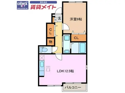 ウィン ヴィレッジ B(1LDK/1階)の間取り写真