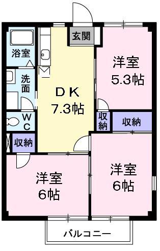 あきる野ビューラー(3DK/2階)の間取り写真