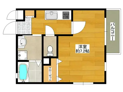 プルメリア阪大前(1K/3階)の間取り写真