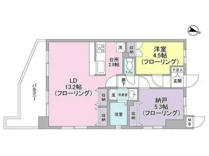 ブルールイイヅカ(1SLDK/3階)の間取り写真