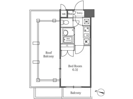LASANTE広尾 ラサンテ広尾(1K/6階)の間取り写真
