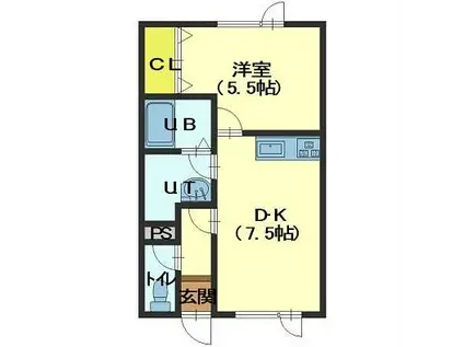 エクレールI(1DK/3階)の間取り写真