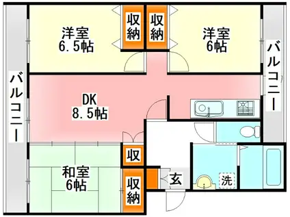 ピアレスプレイス(3LDK/3階)の間取り写真