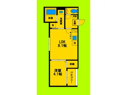 ジン レジデンス吹田(1LDK/1階)の間取り写真