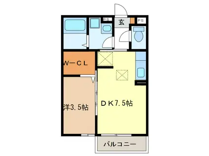 プレーヌハイツ(1DK/1階)の間取り写真