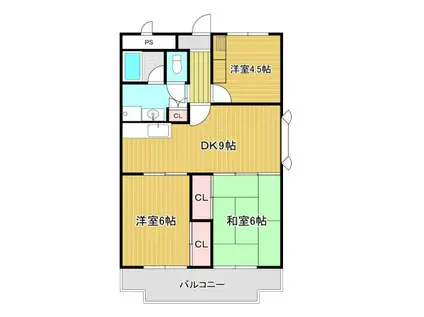 スカイビュー日開野(3DK/6階)の間取り写真