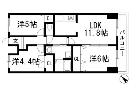 CENTURYHOUSE(3LDK/4階)の間取り写真