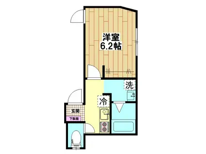 ミル カサス(1K/2階)の間取り写真