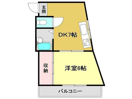 ハイツMII(1DK/2階)の間取り写真