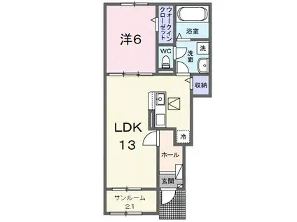 カルムIV(1LDK/1階)の間取り写真