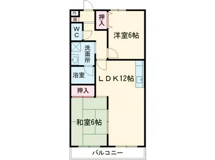 グリーンロード草間(2LDK/2階)の間取り写真