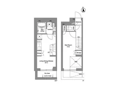 コンフォリア戸越公園(1LDK/1階)の間取り写真