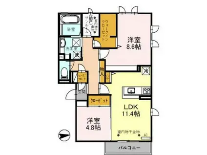 フォレストコート(2LDK/1階)の間取り写真