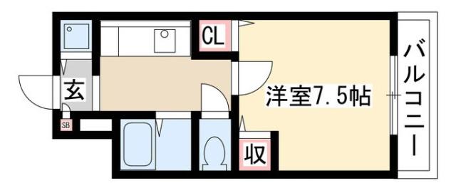 エストゥディオ(1K/3階)の間取り写真