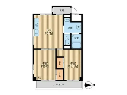 アビタシオンクレール(2DK/3階)の間取り写真