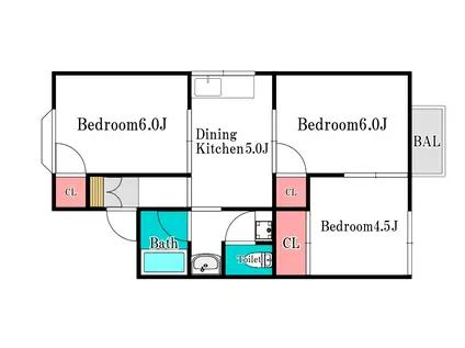 スカイラークせのお(3DK/1階)の間取り写真