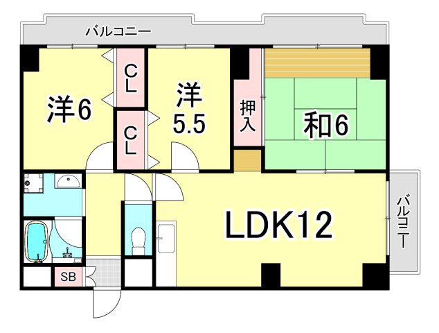 メゾン東山(3LDK/5階)の間取り写真
