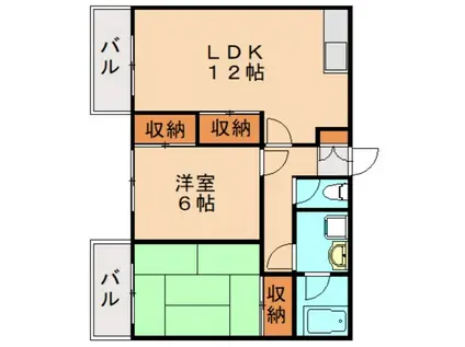 林ビル(2LDK/4階)の間取り写真