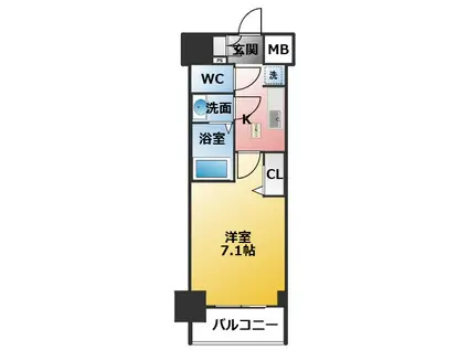 プレサンス桜通ベルノ(1K/3階)の間取り写真