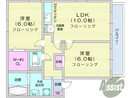 リビングタウン将監B棟(2LDK/2階)の間取り写真
