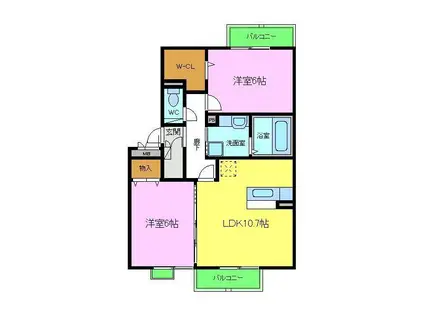 コーダ・コリーナⅡ(2LDK/3階)の間取り写真