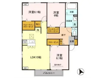 ラ・メール アン(3LDK/1階)の間取り写真