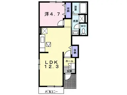 ロイヤルサンコウII(1LDK/1階)の間取り写真