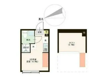 URBAN TERRACE ときわ台(ワンルーム/1階)の間取り写真