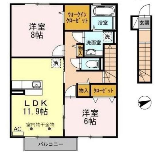 セジュール小川(2LDK/2階)の間取り写真