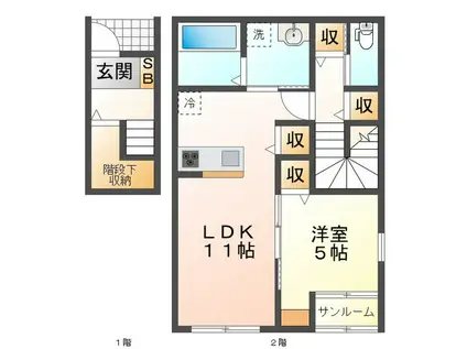 ALTIUS(1SLDK/2階)の間取り写真