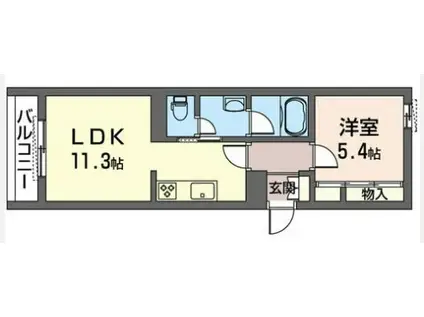 ミラソール市川(1LDK/2階)の間取り写真