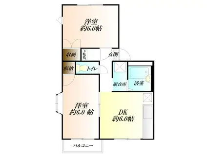 ヴィラエバグリーンA(2DK/1階)の間取り写真