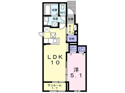 ラ ユニエル(1LDK/1階)の間取り写真