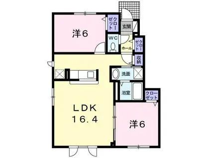 シュエットI(2LDK/1階)の間取り写真